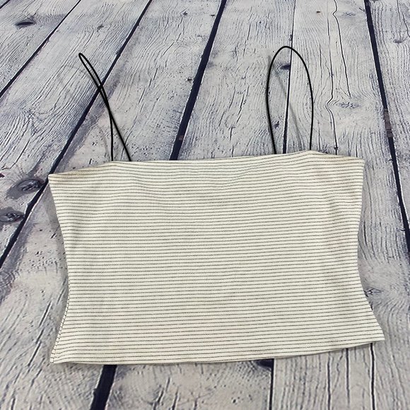 LA Hearts Striped Spaghetti Strap Crop Top Medium - Picture 1 of 6